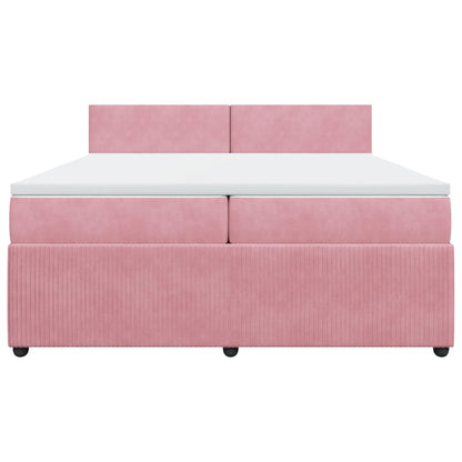 Boxspring met matras fluweel roze 200x200 cm