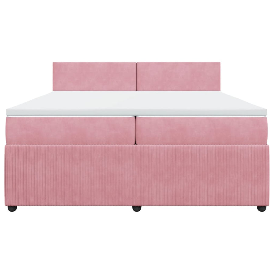 Boxspring met matras fluweel roze 200x200 cm