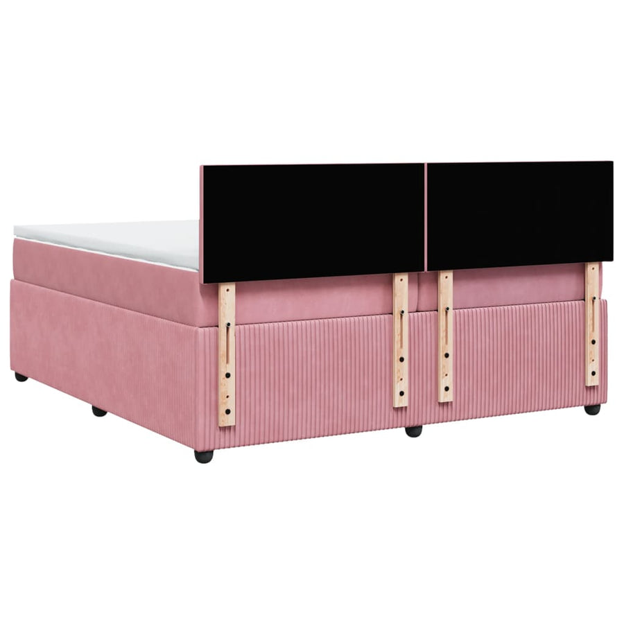 Boxspring met matras fluweel roze 200x200 cm
