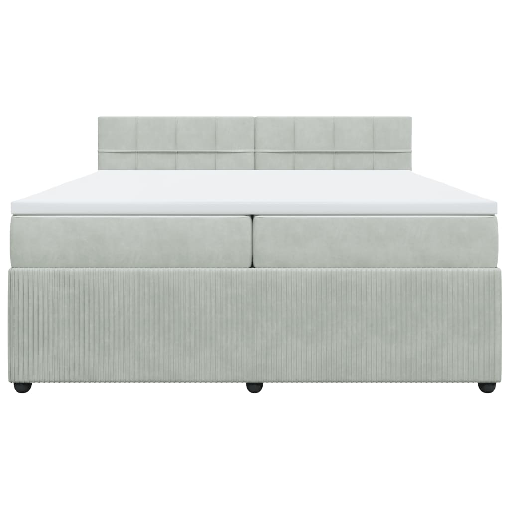 Boxspring met matras fluweel lichtgrijs 200x200 cm