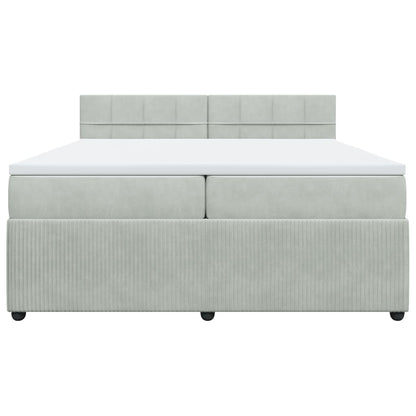Boxspring met matras fluweel lichtgrijs 200x200 cm