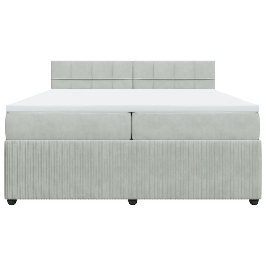 Boxspring met matras fluweel lichtgrijs 200x200 cm
