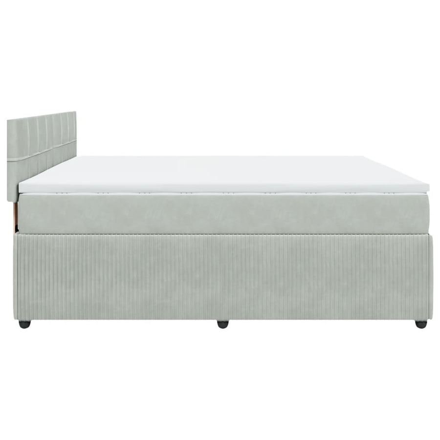 Boxspring met matras fluweel lichtgrijs 200x200 cm