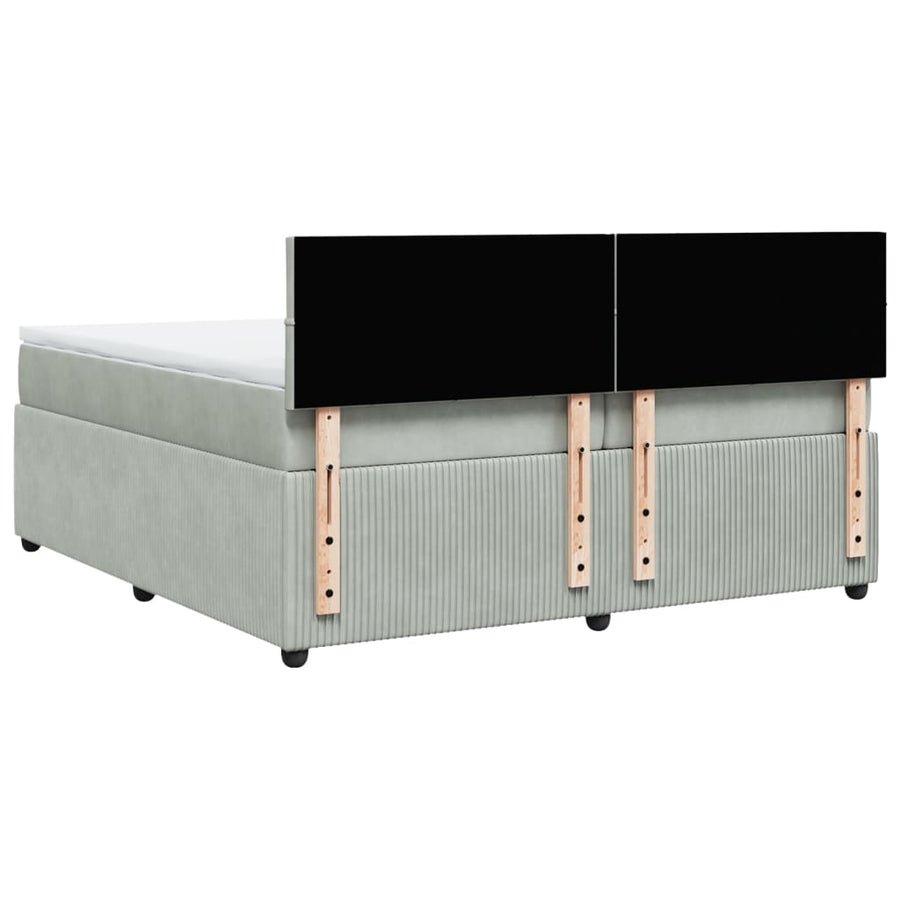 Boxspring met matras fluweel lichtgrijs 200x200 cm