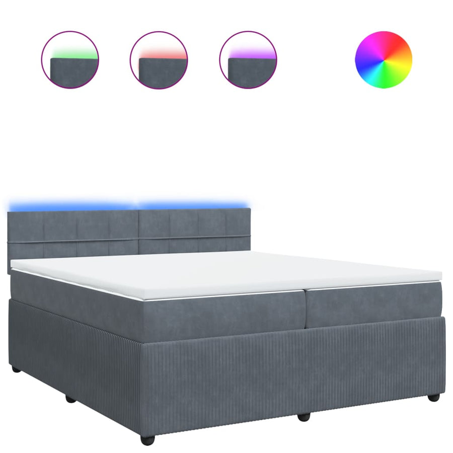 Boxspring met matras fluweel donkergrijs 200x200 cm