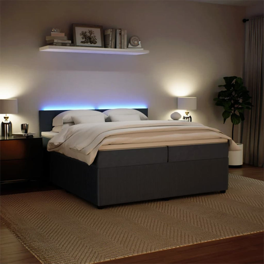 Boxspring met matras fluweel donkergrijs 200x200 cm