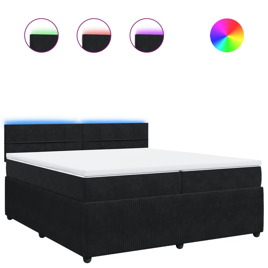 Boxspring met matras fluweel zwart 200x200 cm