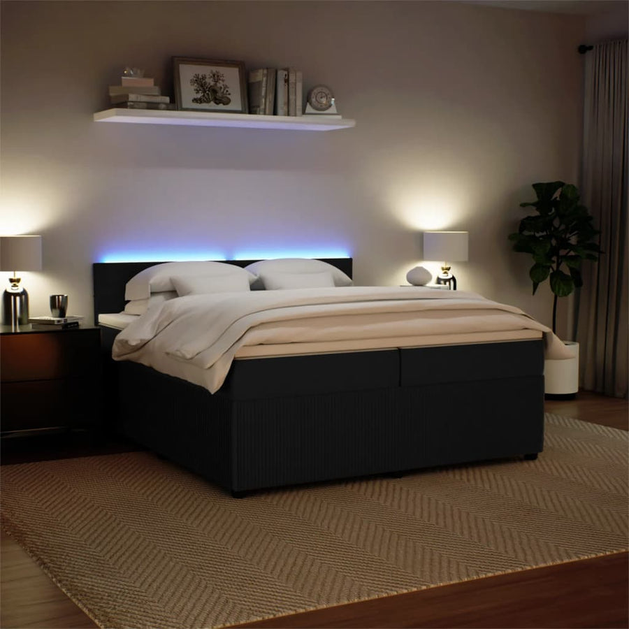 Boxspring met matras fluweel zwart 200x200 cm