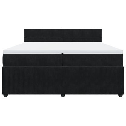 Boxspring met matras fluweel zwart 200x200 cm