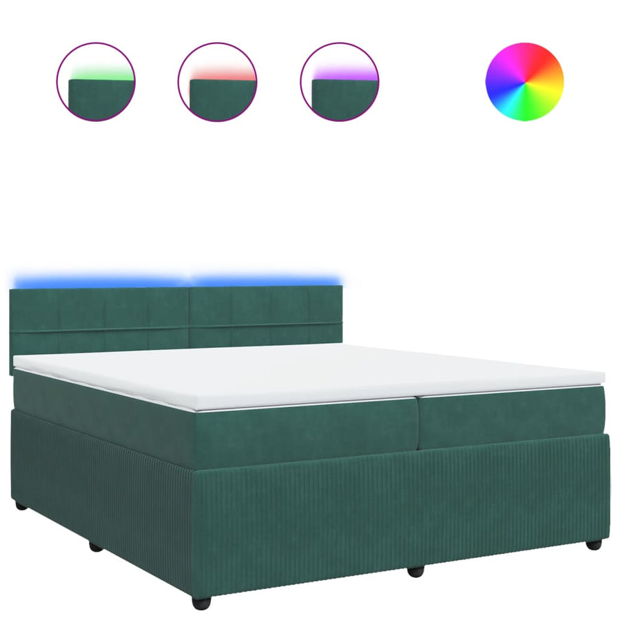 Boxspring met matras fluweel donkergroen 200x200 cm