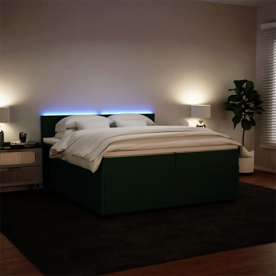 Boxspring met matras fluweel donkergroen 200x200 cm