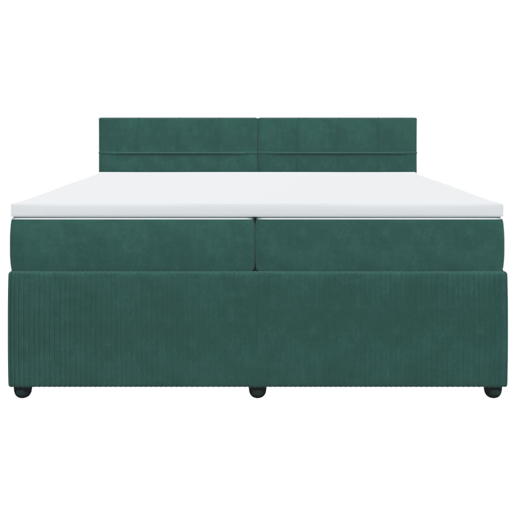 Boxspring met matras fluweel donkergroen 200x200 cm