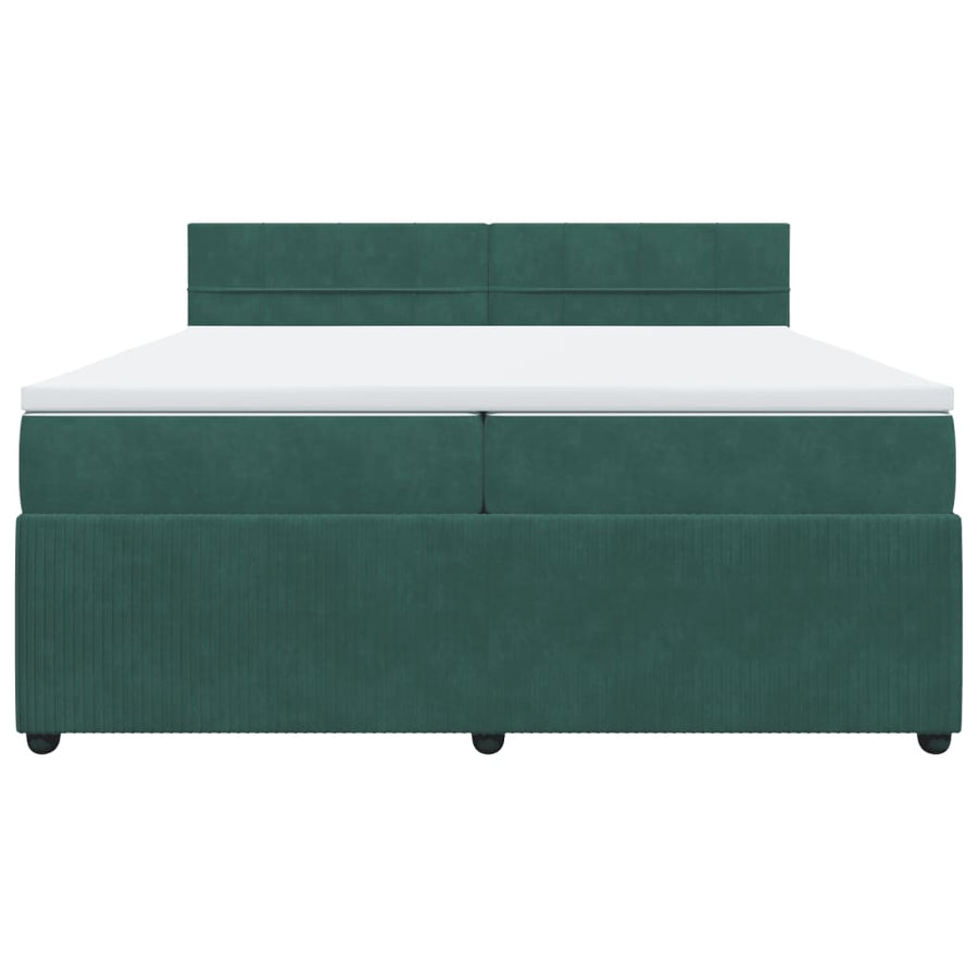 Boxspring met matras fluweel donkergroen 200x200 cm