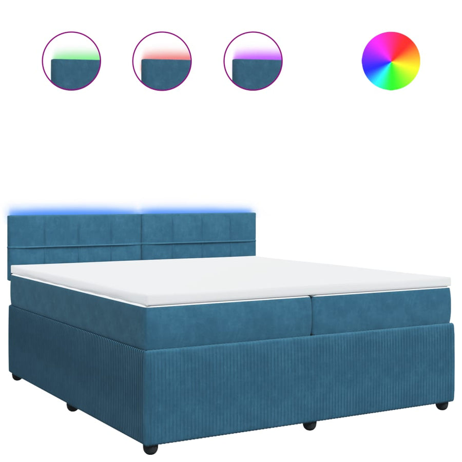 Boxspring met matras fluweel blauw 200x200 cm