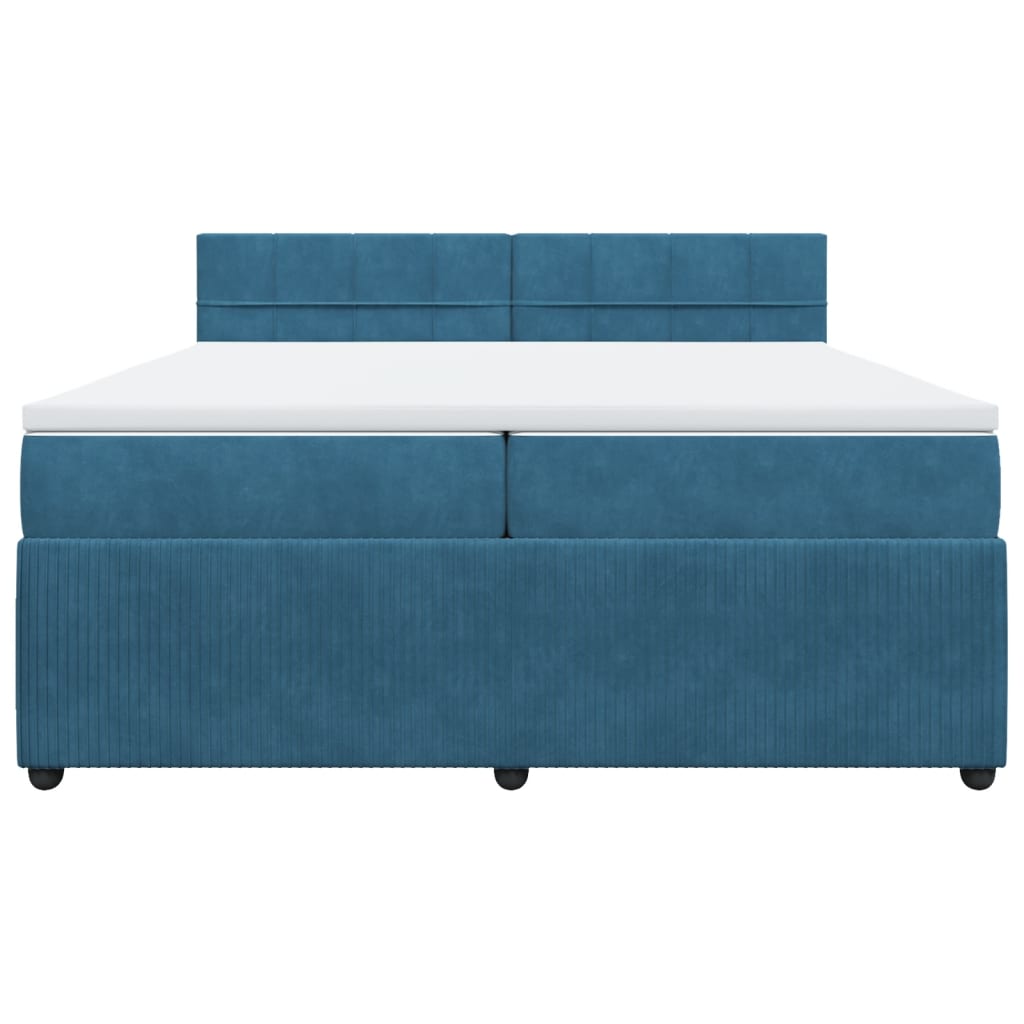 Boxspring met matras fluweel blauw 200x200 cm