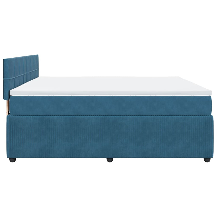 Boxspring met matras fluweel blauw 200x200 cm