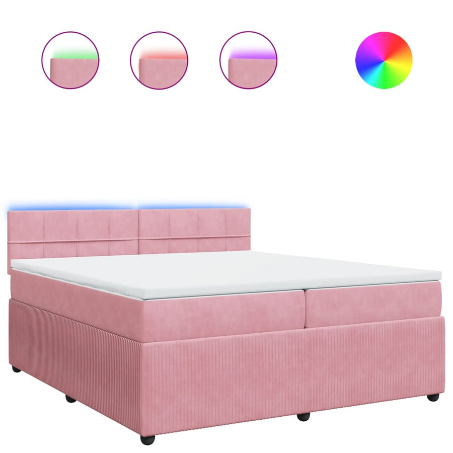 Boxspring met matras fluweel roze 200x200 cm