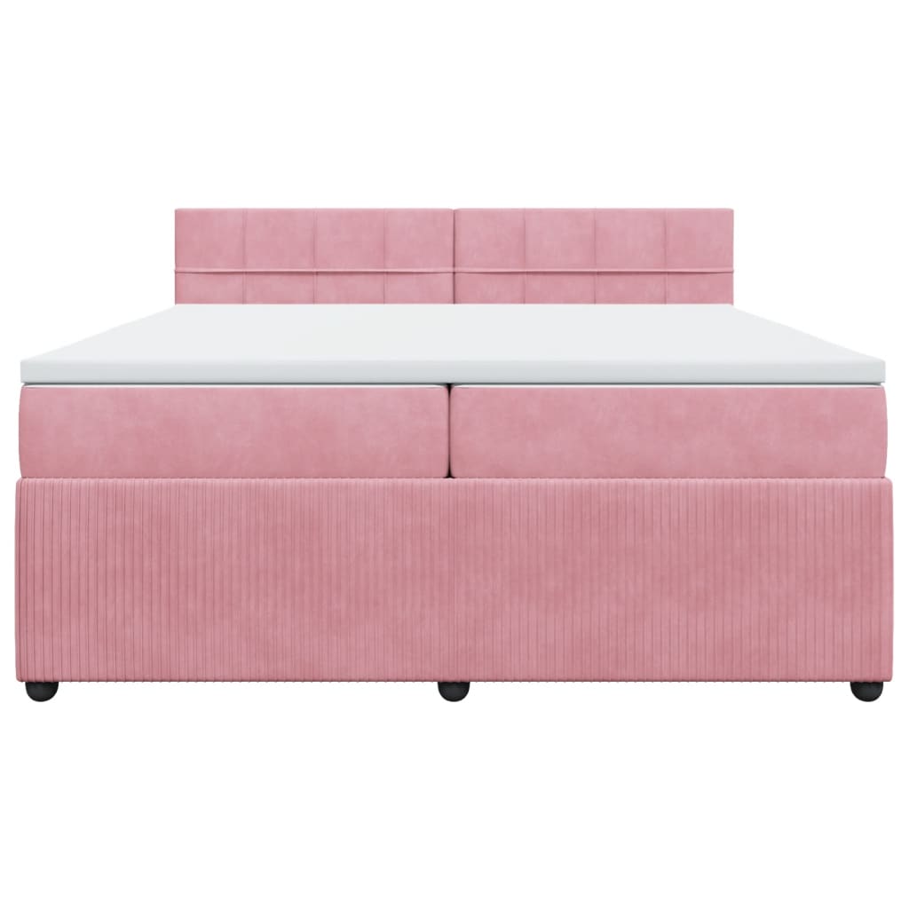 Boxspring met matras fluweel roze 200x200 cm
