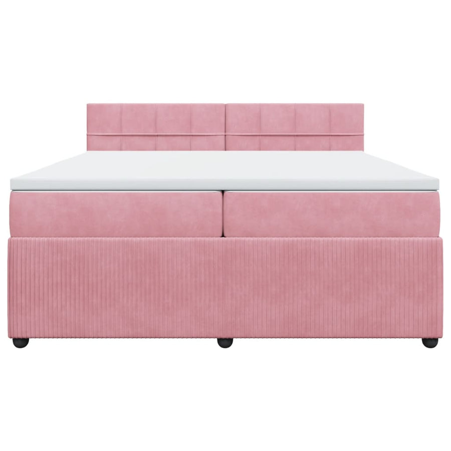 Boxspring met matras fluweel roze 200x200 cm