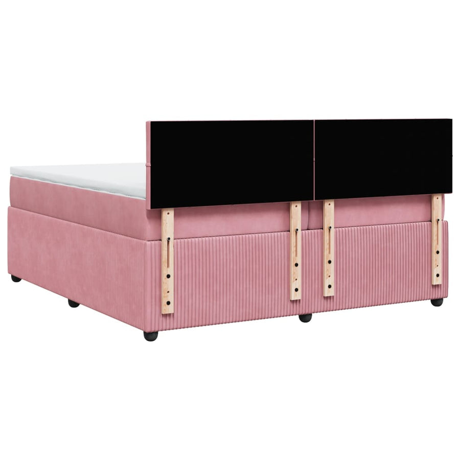 Boxspring met matras fluweel roze 200x200 cm