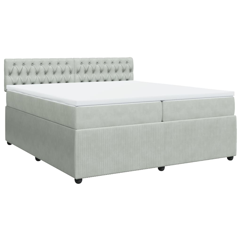 Boxspring met matras fluweel lichtgrijs 200x200 cm