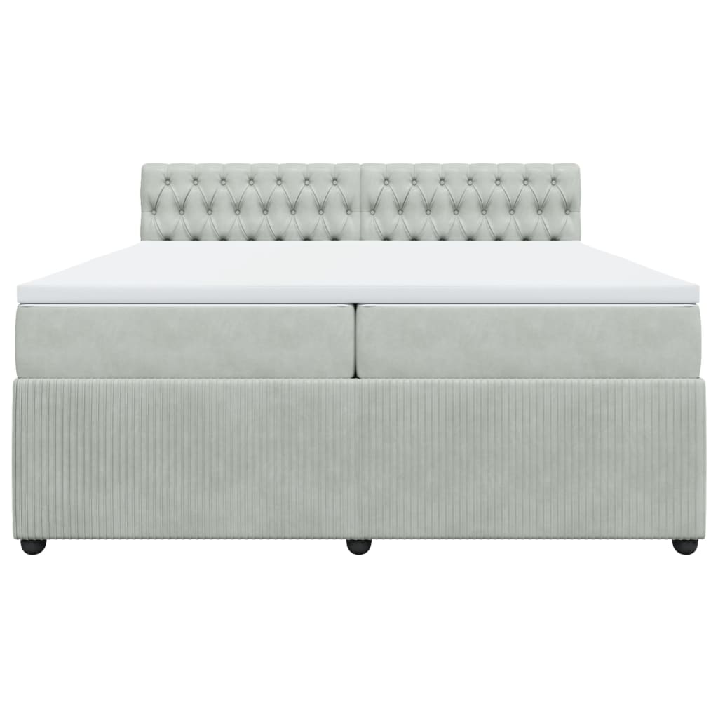 Boxspring met matras fluweel lichtgrijs 200x200 cm