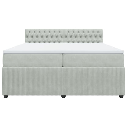 Boxspring met matras fluweel lichtgrijs 200x200 cm