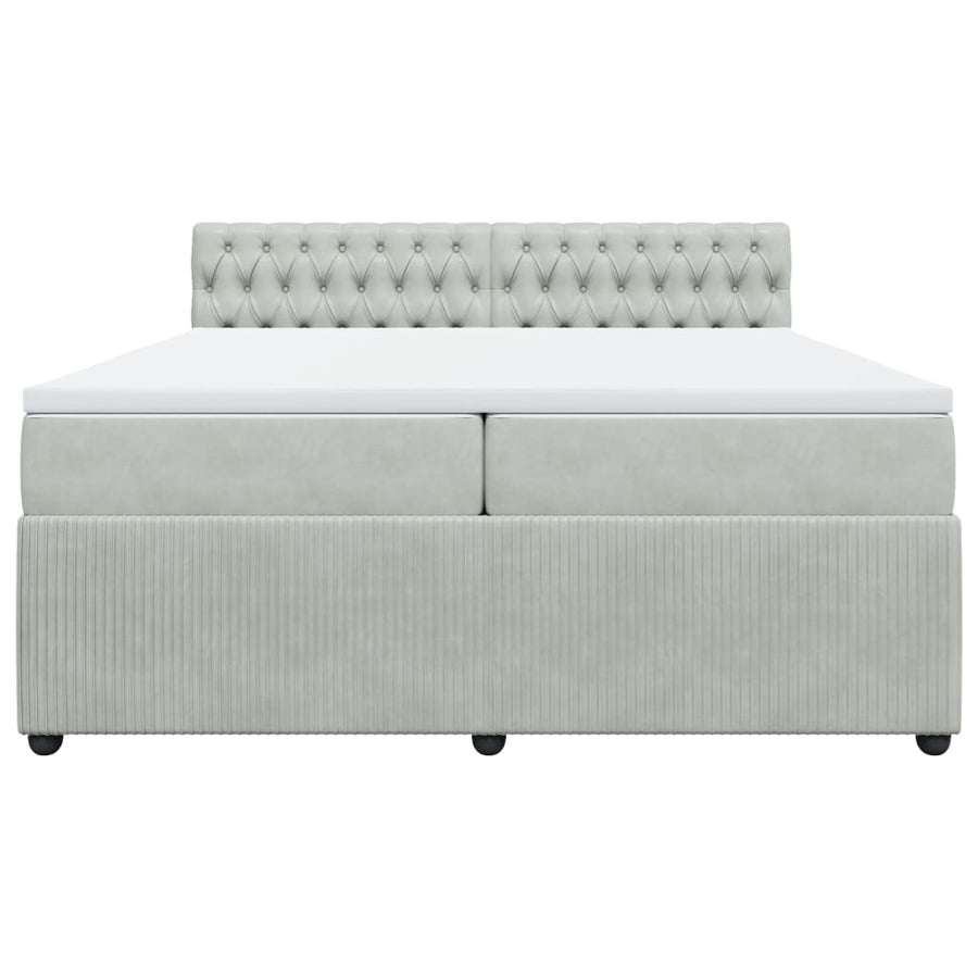 Boxspring met matras fluweel lichtgrijs 200x200 cm