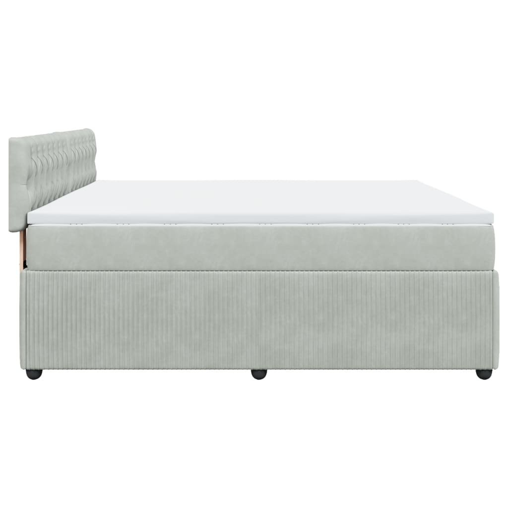 Boxspring met matras fluweel lichtgrijs 200x200 cm