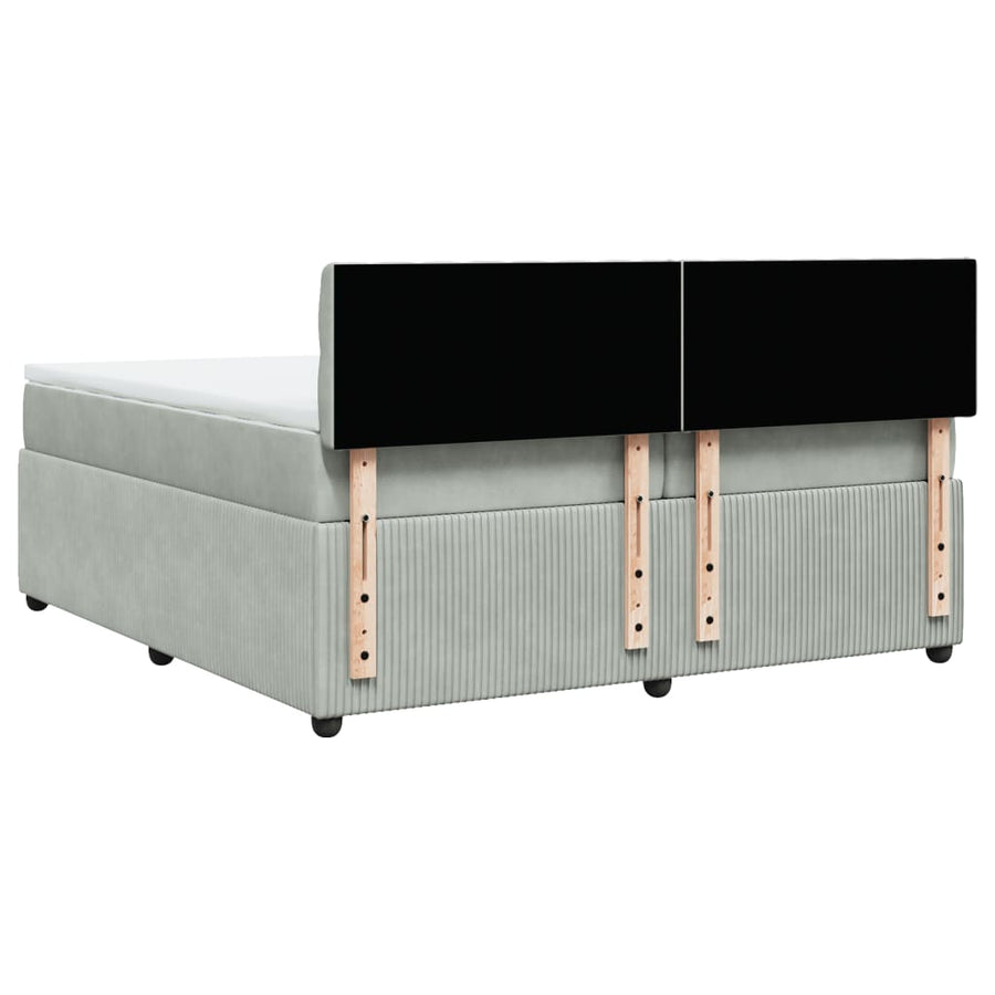 Boxspring met matras fluweel lichtgrijs 200x200 cm