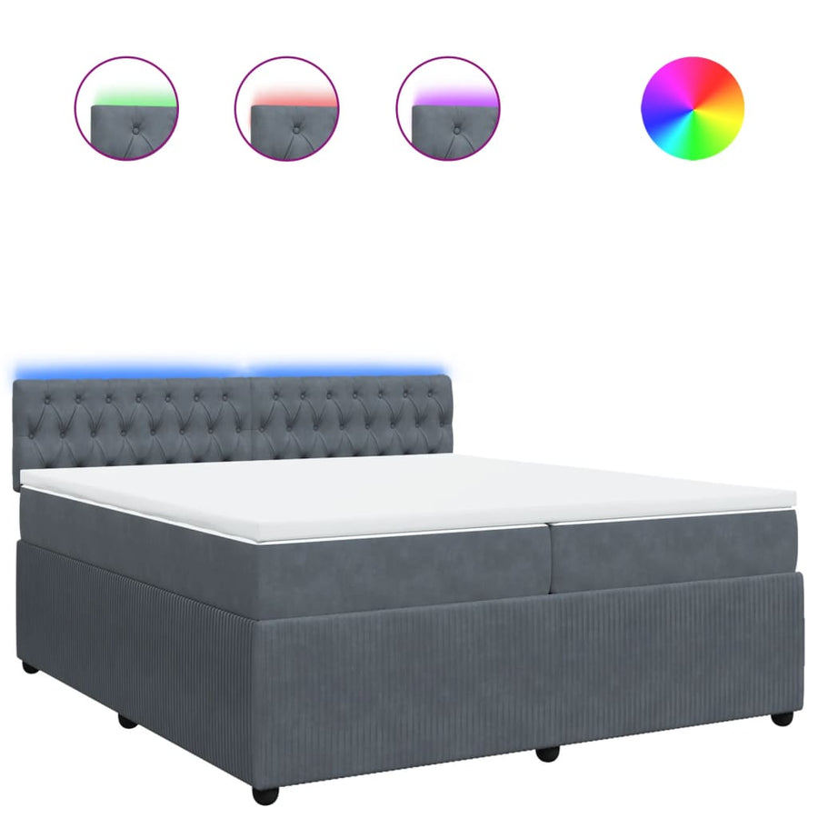 Boxspring met matras fluweel donkergrijs 200x200 cm