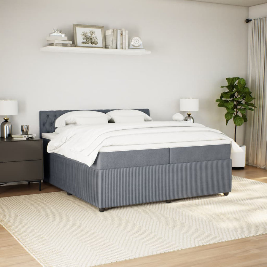 Boxspring met matras fluweel donkergrijs 200x200 cm