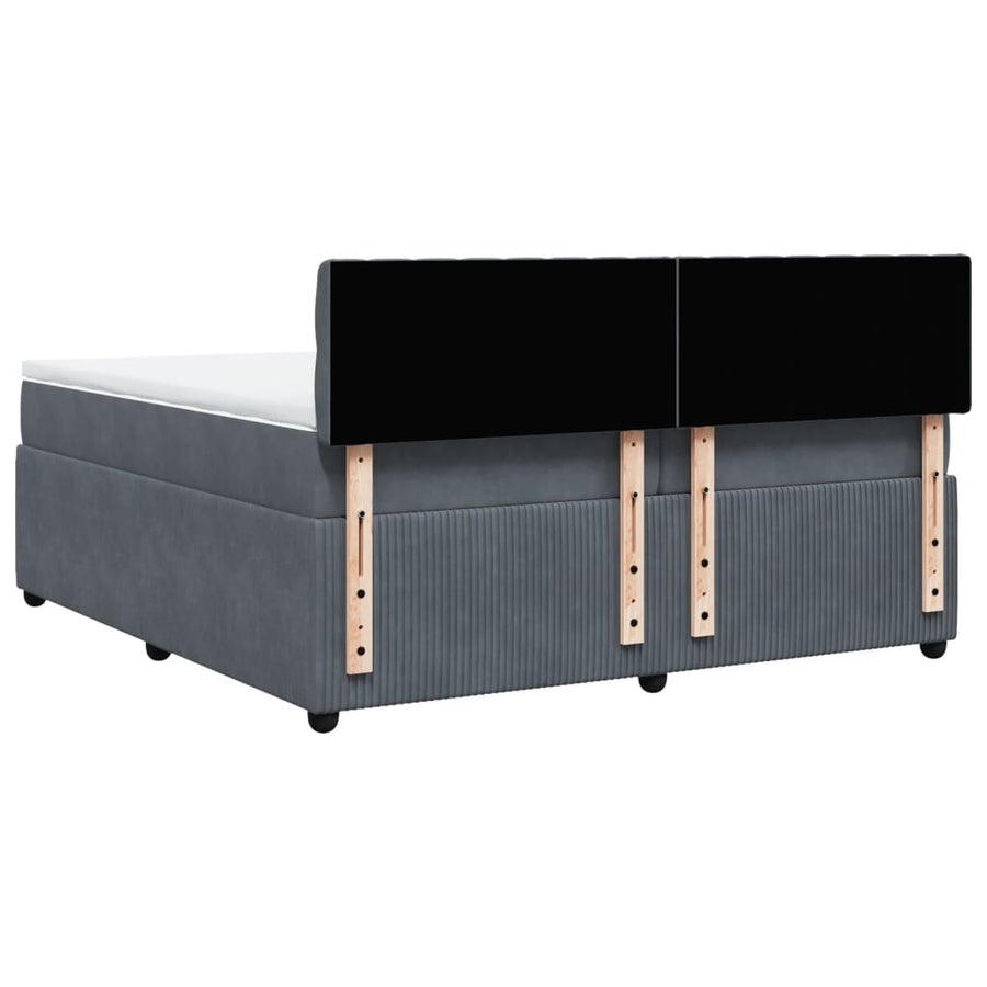 Boxspring met matras fluweel donkergrijs 200x200 cm