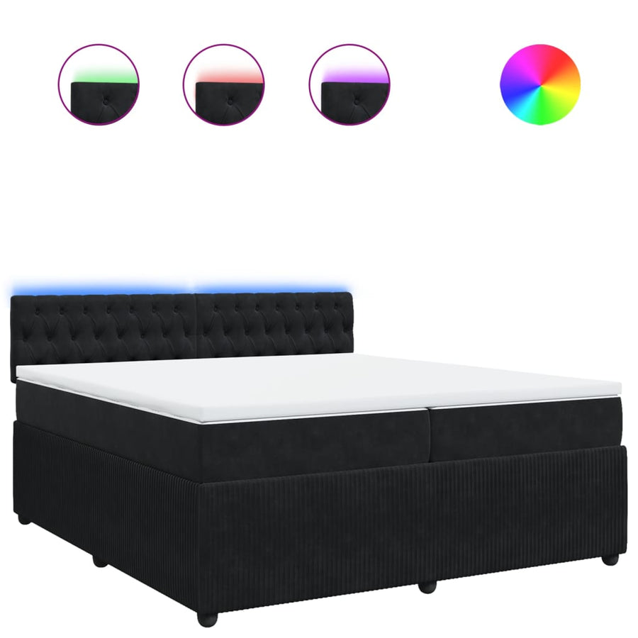 Boxspring met matras fluweel zwart 200x200 cm