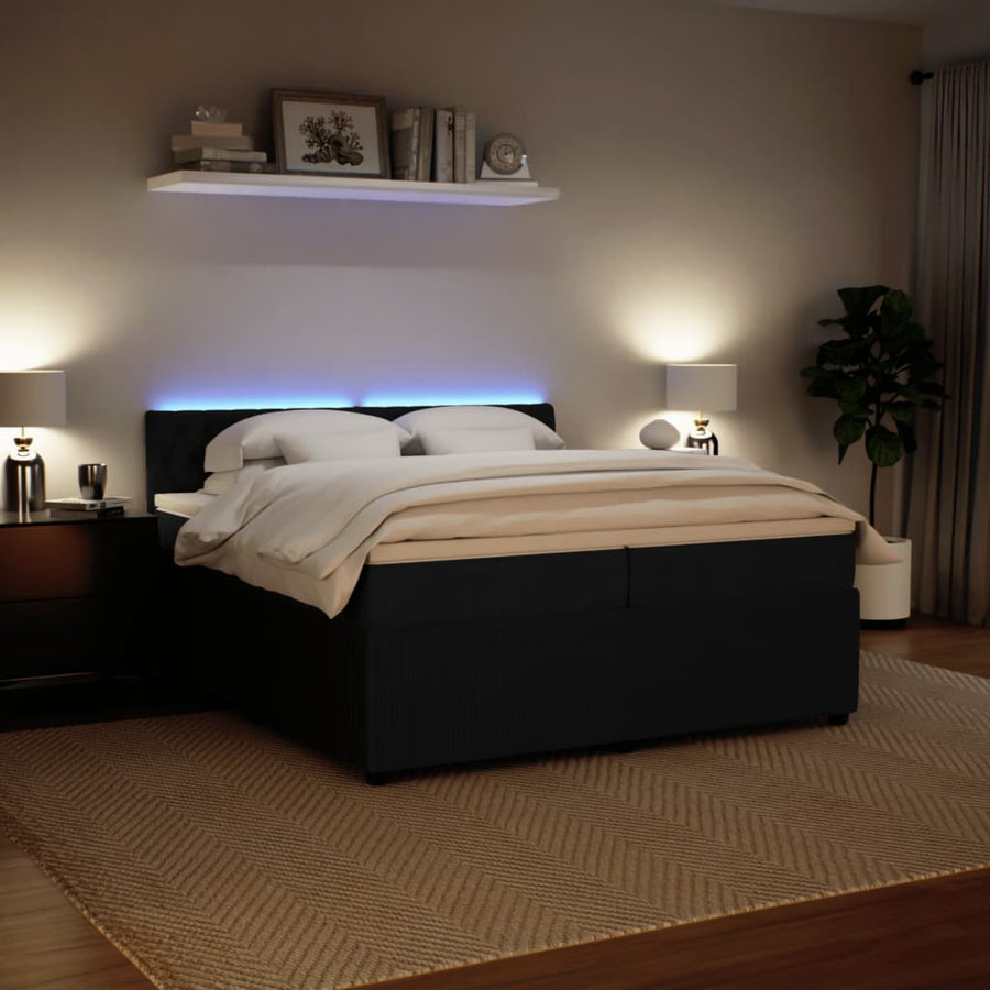 Boxspring met matras fluweel zwart 200x200 cm