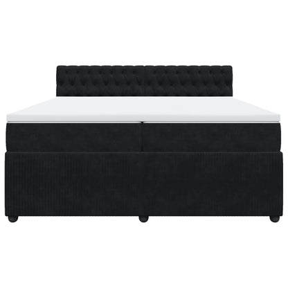 Boxspring met matras fluweel zwart 200x200 cm