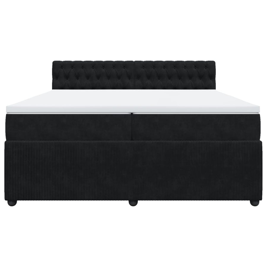 Boxspring met matras fluweel zwart 200x200 cm