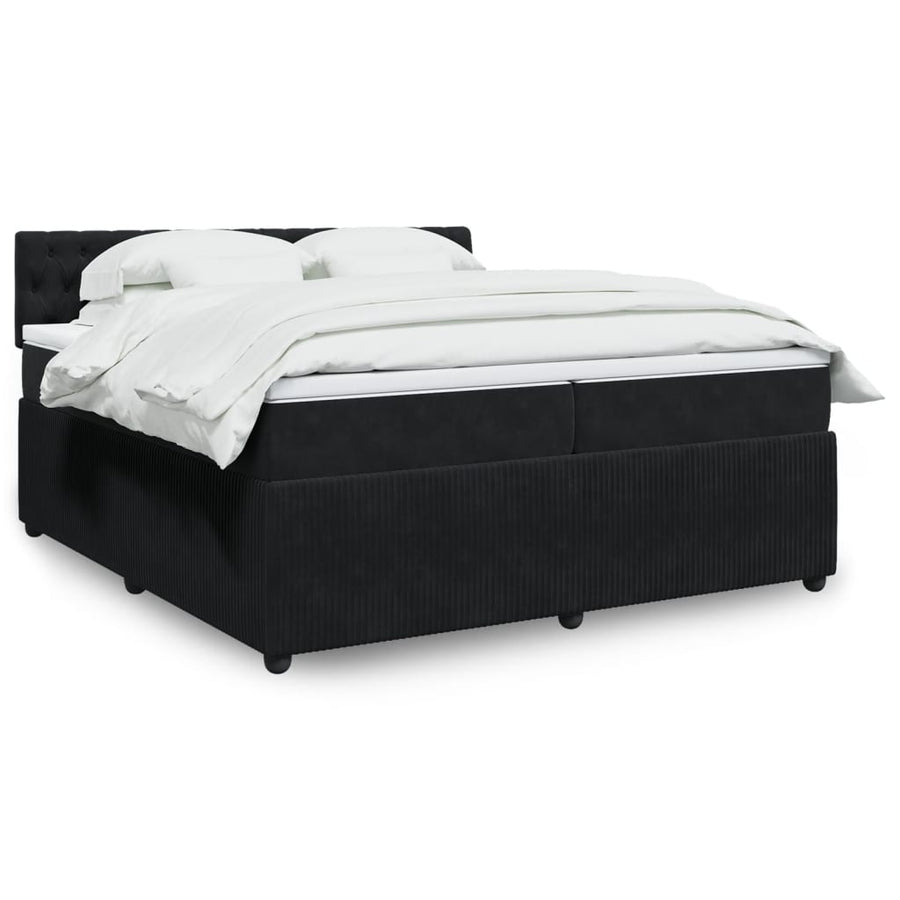 Boxspring met matras fluweel zwart 200x200 cm