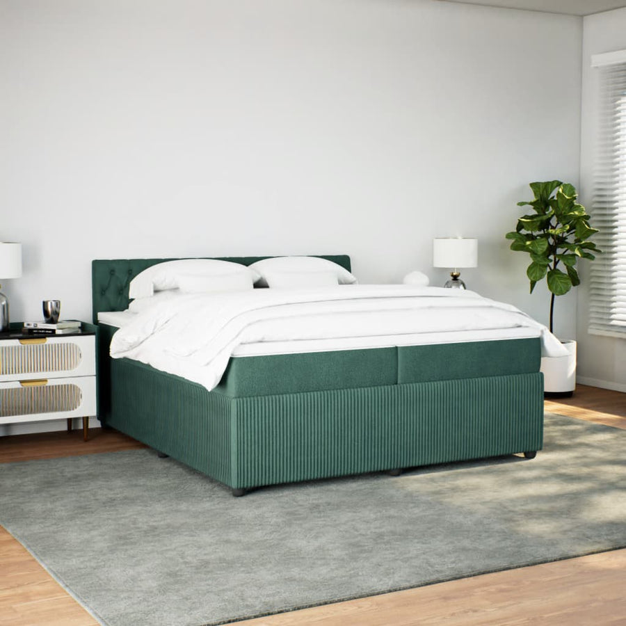 Boxspring met matras fluweel donkergroen 200x200 cm