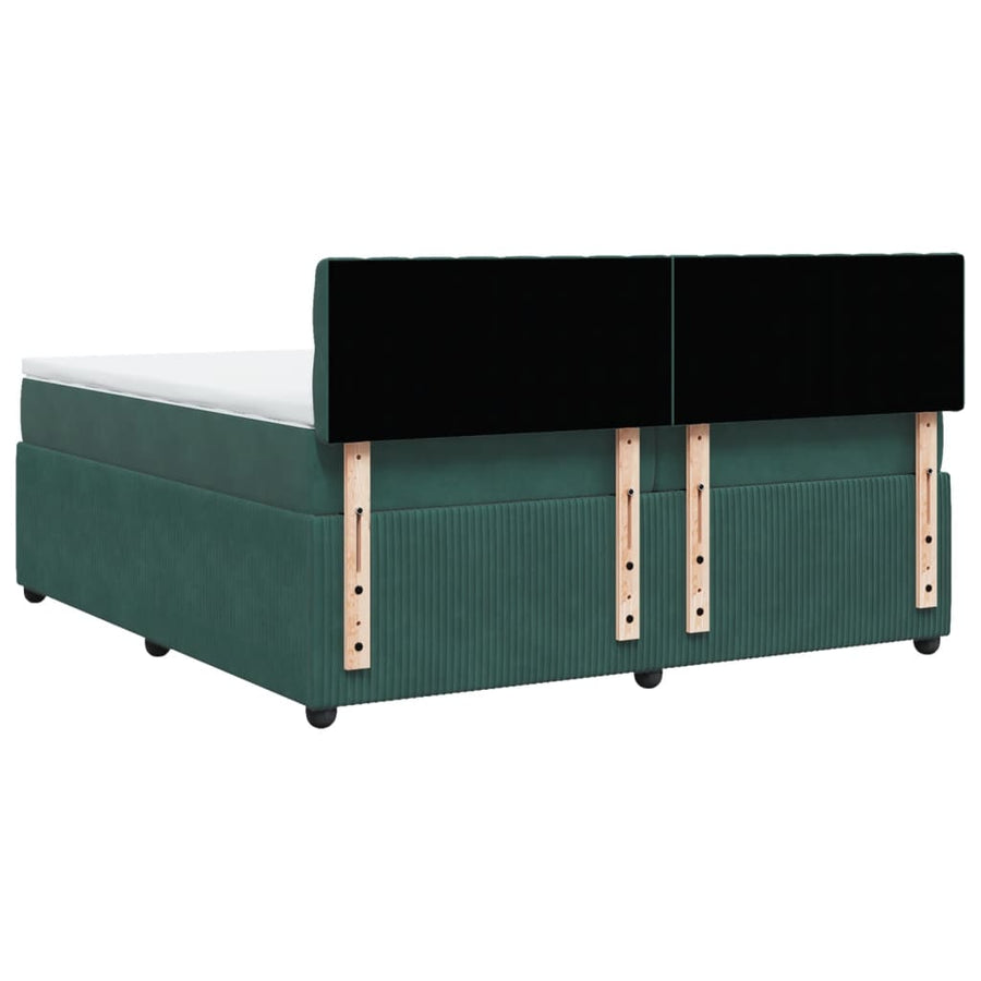 Boxspring met matras fluweel donkergroen 200x200 cm