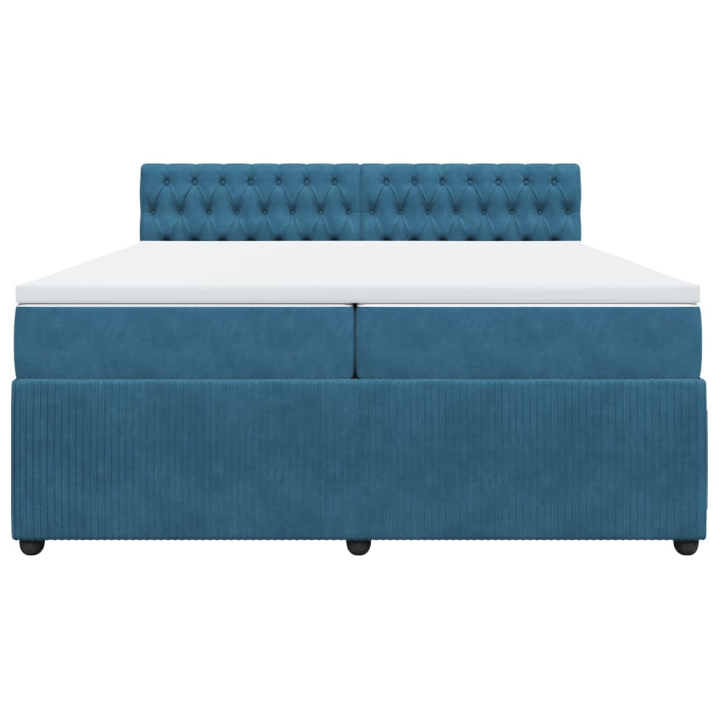 Boxspring met matras fluweel blauw 200x200 cm