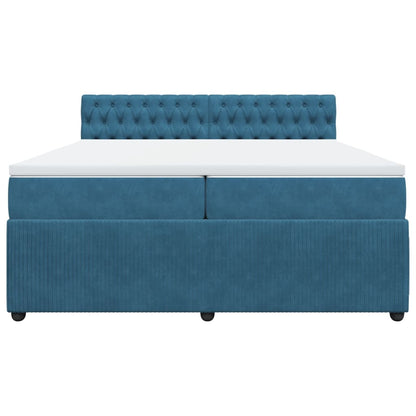 Boxspring met matras fluweel blauw 200x200 cm