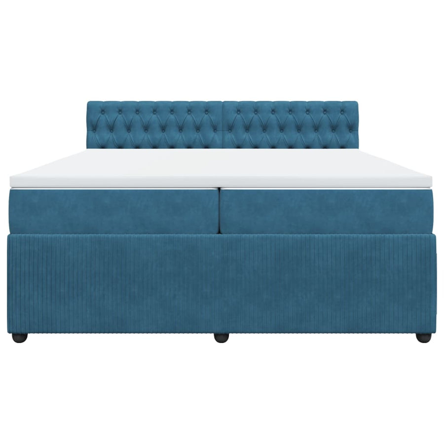 Boxspring met matras fluweel blauw 200x200 cm