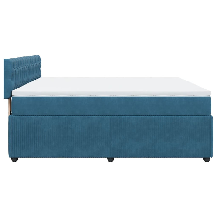 Boxspring met matras fluweel blauw 200x200 cm