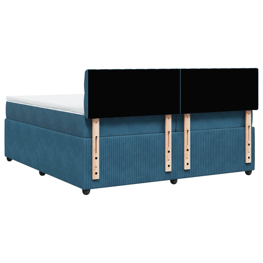 Boxspring met matras fluweel blauw 200x200 cm