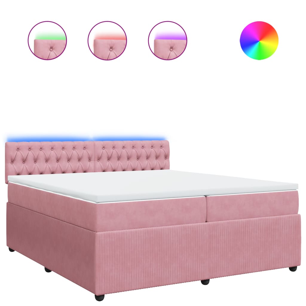 Boxspring met matras fluweel roze 200x200 cm