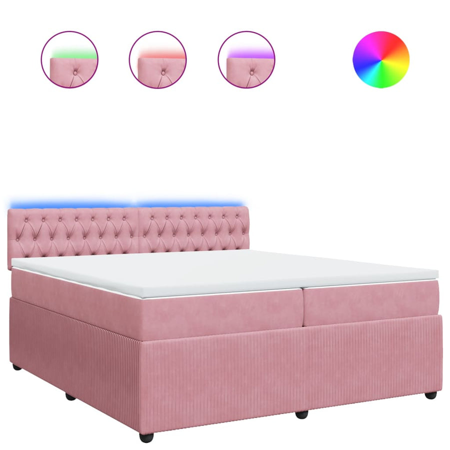 Boxspring met matras fluweel roze 200x200 cm