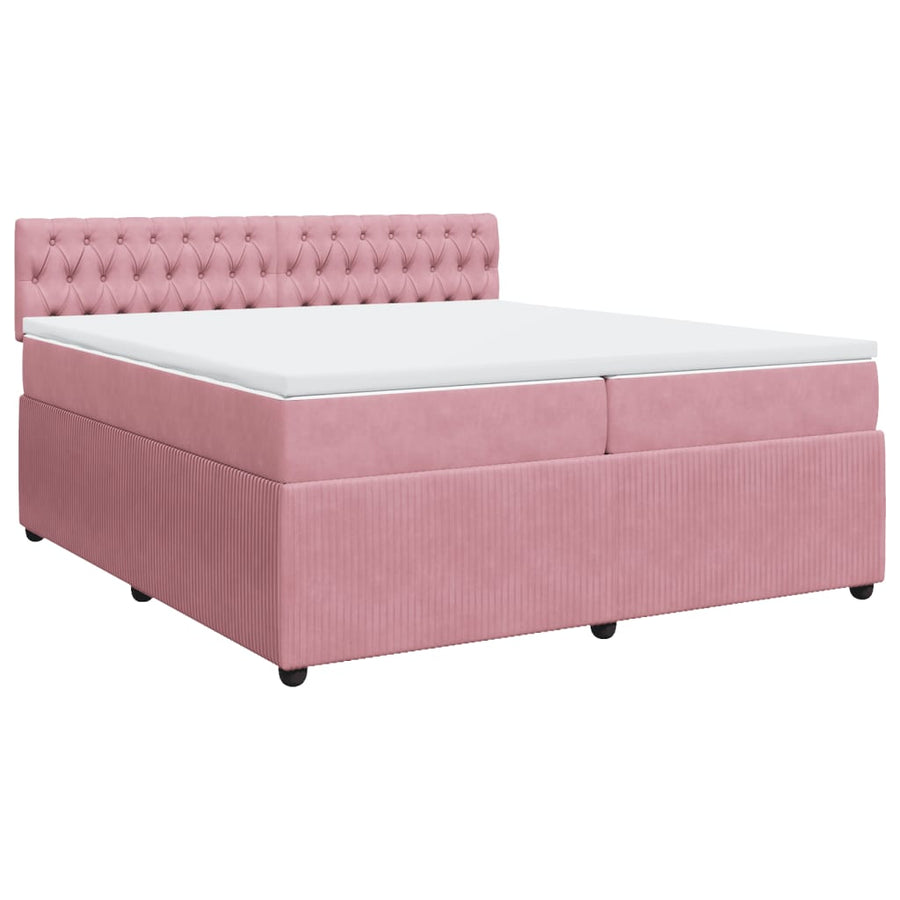 Boxspring met matras fluweel roze 200x200 cm