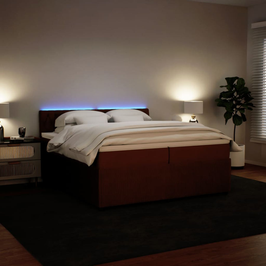 Boxspring met matras fluweel roze 200x200 cm