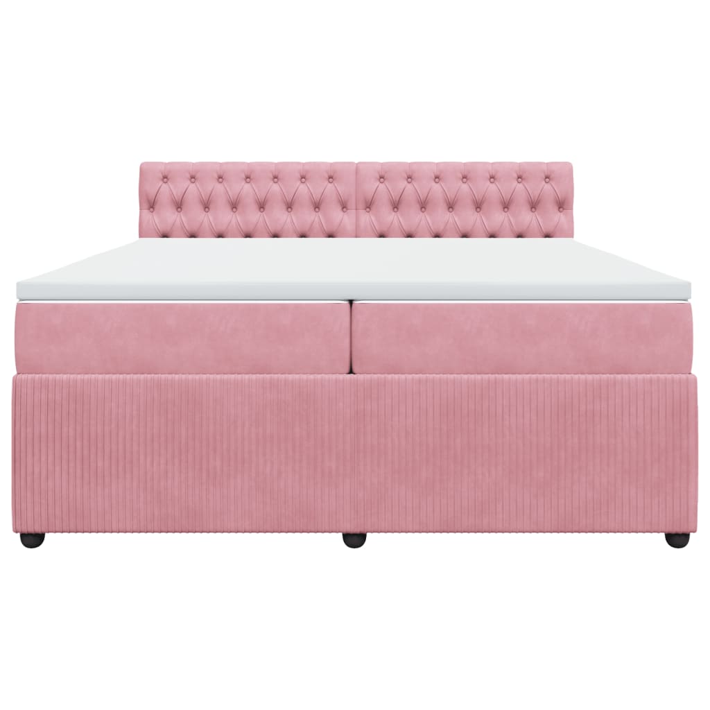 Boxspring met matras fluweel roze 200x200 cm